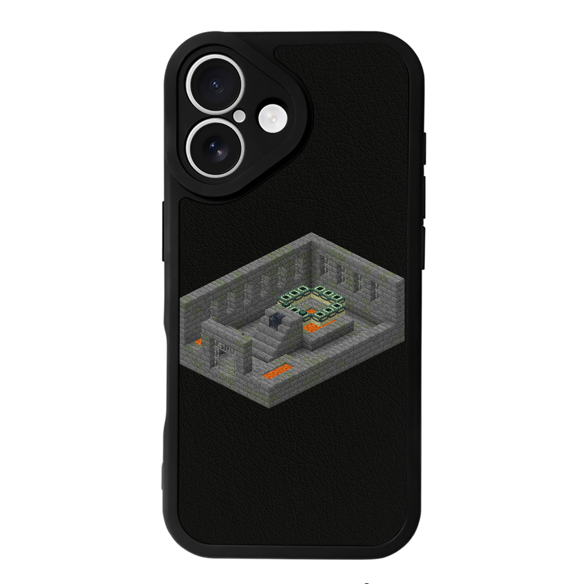 （画像用） マインクラフト ブロックの世界 Minecraft MC Block world 【iPhone 16シリーズ対応】シリコンスマホケース（レザー調） 材質：シリコン